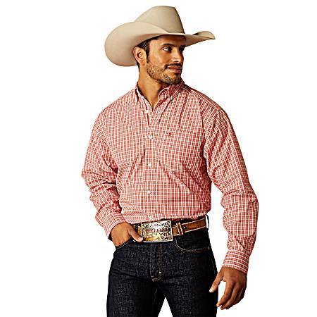 Men's Red Pro Roscoe Long Sleeve Button Front Shirt