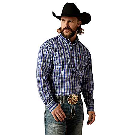 Men's Royal Blue Pro Rocco Long Sleeve Button Front Shirt