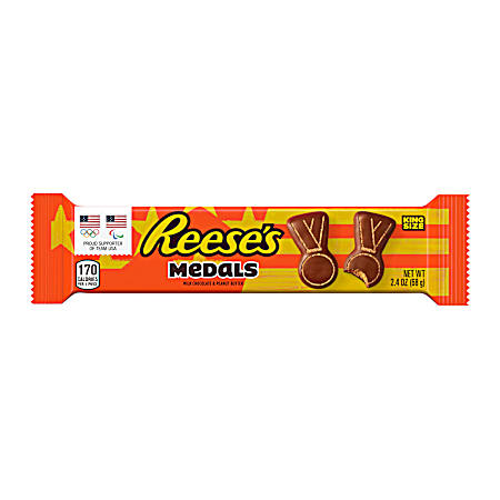 Medals King Size 2.4 oz Milk Chocolate & Peanut Butter Candy