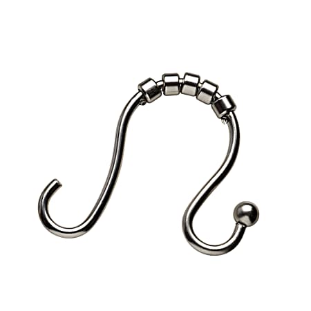 NeverRust Nickel Double Roller Shower Curtain Hooks - 12 Ct