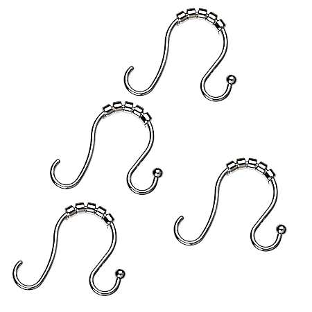 NeverRust Chrome Double Roller Shower Curtain Hooks - 12 Ct