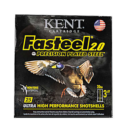 12 Gauge Fasteel 2.0 Precision Plated Steel 3'' 2 Shot Waterfowl Cartridges - 25 Rounds