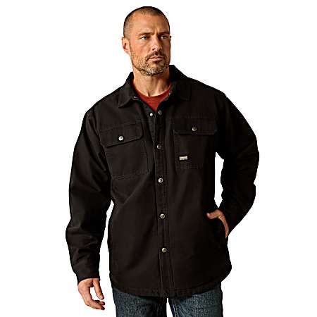 Men's Black Canvas Shirt Jacket