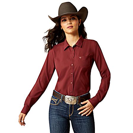 Women's Tawny Port Kirby Button Front Long Sleeve Shirt