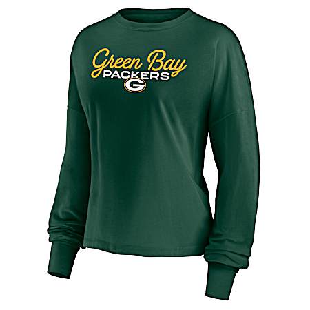 Women's Green Bay Packers Green Over The Top Fleece Sweatshirt