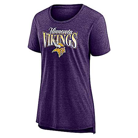Women's Minnesota Vikings Purple Heather Old Playbook Short Sleeve Shirt