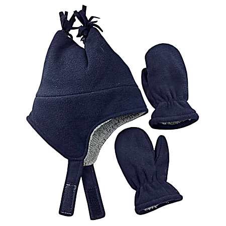 Kid's Fleece Sherpa Lined Hat Mitten Set