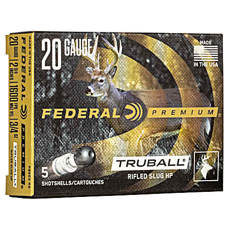 20 Gauge Vital-Shok Rifled Slug Shotshells - 5 Rounds