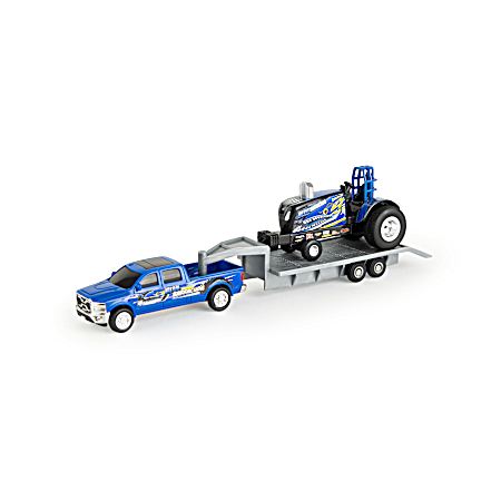 1:64 New Holland Puller Playset w/ Pickup Truck Puller Tractor & Trailer