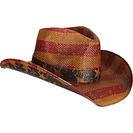 Adult Murica Print Straw Western Hat