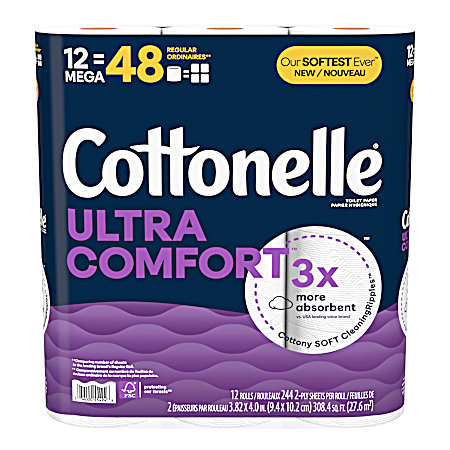 Ultra Comfort Toilet Paper Mega Rolls - 12 Ct