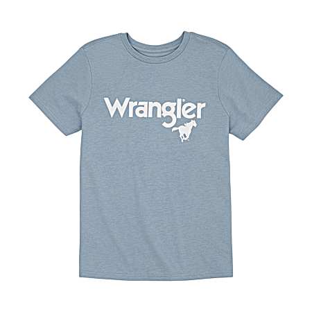 Women's Dusty Blue Horse Logo Short Sleeve Shirt