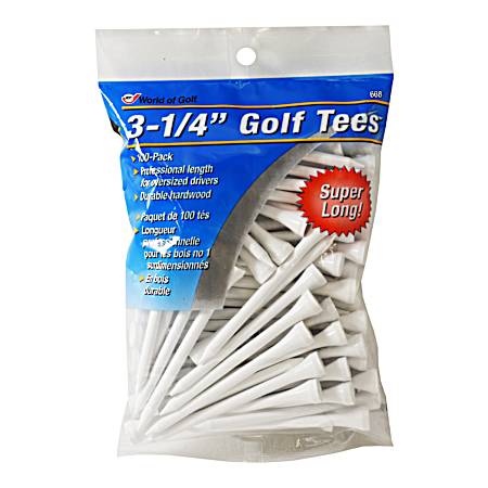 3-1/4 in. White Golf Tees - 100 Pk.