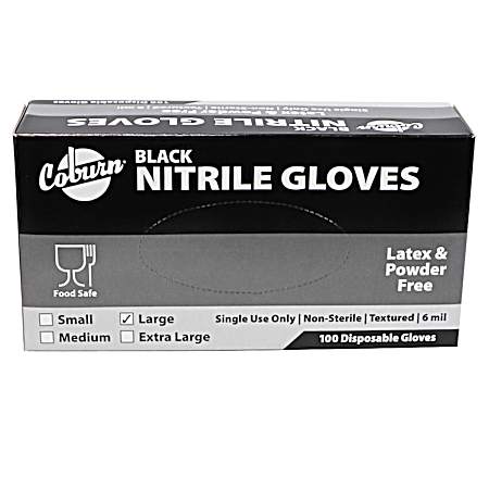 6-mil Black Nitrile Gloves - 100 pk