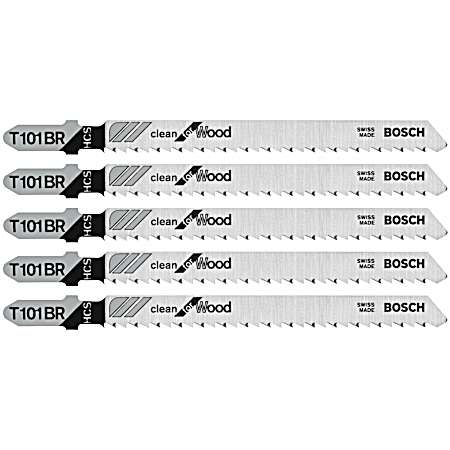 4 in. 10 TPI Reverse Pitch Clean for Wood T-Shank Jig Saw Blades - 5 Pk