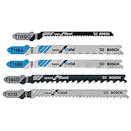 5 pc. T-Shank Jig Saw Blade Set for Wood and Metal