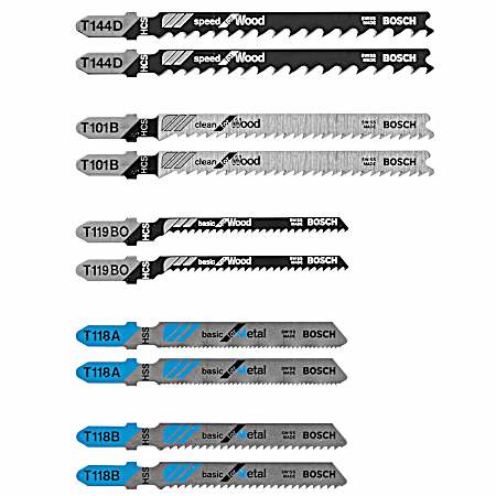 10 pc. T-Shank Jig Saw Blade Set for Wood and Metal