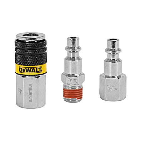 3 pc 1/4 in NPT Industrial Coupler & Plug Kit