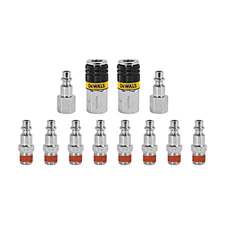 1/4 in NPT Industrial Coupler & Plugs w/ 8 Male Plugs 2 Female Plugs 2 Female Couplers