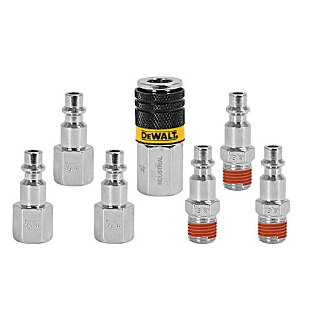 1/4 in NPT Industrial Coupler & Plugs w/ 3 Male Plugs 3 Female Plugs 1 Female Coupler