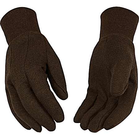 Men's Brown Jersey Gloves - 6 Pk