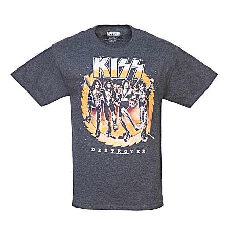 Men's Black Heather KISS Destroyer Album Cover Short Sleeve Shirt
