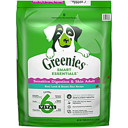 Smart Essentials Adult Sensitive Digestion & Skin Real Lamb & Brown Rice Recipe Dry Dog Food, 30 lbs