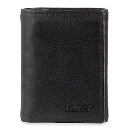 Men's Black Slim Trifold w/ Zipper Wallet