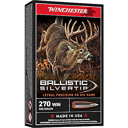 .270 Winchester Ballistic Silvertip 130 Grain Centerfire Rifle Cartridges - 20 Rounds
