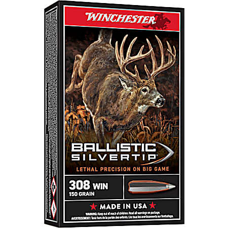 .308 Winchester Ballistic Silvertip 150 Grain Centerfire Rifle Cartridges - 20 Rounds