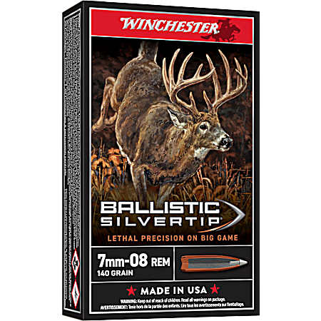 7mm-08 Remington Ballistic Silvertip 140 Grain Centerfire Rifle Cartridges - 20 Rounds