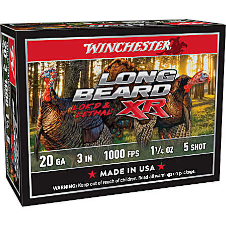20 Gauge Long Beard XR Lok'd & Lethal Turkey 3'' 5 Shot Shotshells - 10 Rounds