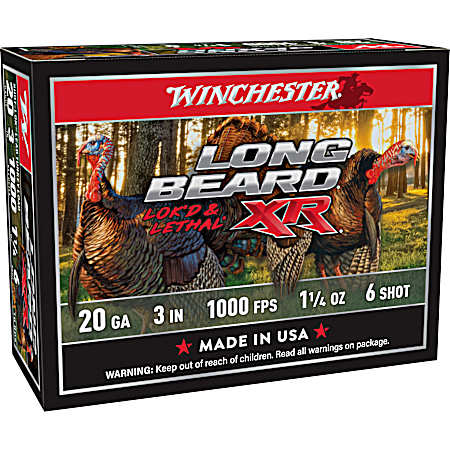 20 Gauge Long Beard XR Lok'd & Lethal Turkey 3'' 6 Shot Shotshells - 10 Rounds