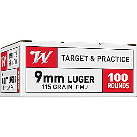 9mm USA Handgun 115 Grain FMJ Loads - 100 Rounds