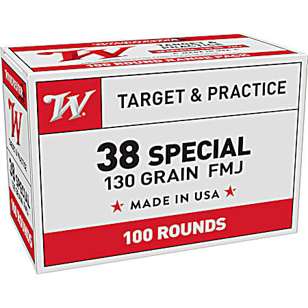 .38 Special USA Handgun 130 Grain FMJ Loads - 100 Rounds