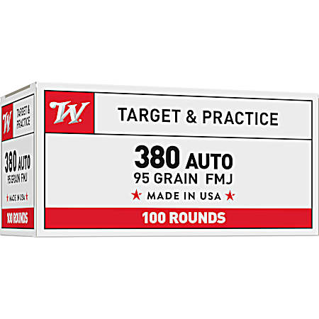 .380 ACP Full Metal Jacket 95 Grain Cartridges - 100 Rounds