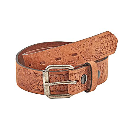 Men's Hickory Creek Leather Embossed Deer Basketweave Belt