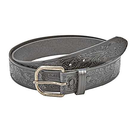 Men's 1.5 in. Floral Embossed Bridal Leather Belt