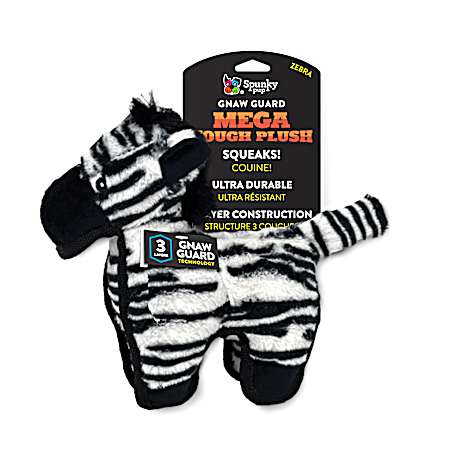 Mega Tough Plush Zebra Dog Toy
