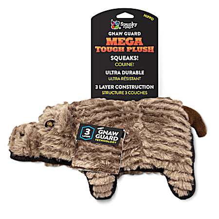 Mega Tough Plush Hippo Dog Toy