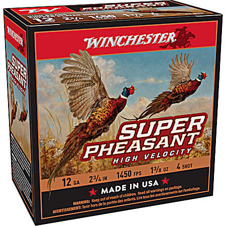 12 Gauge Super Pheasant Upland Game HV Brass 2-3/4'' 4 Shot Shotshells - 25 Rounds