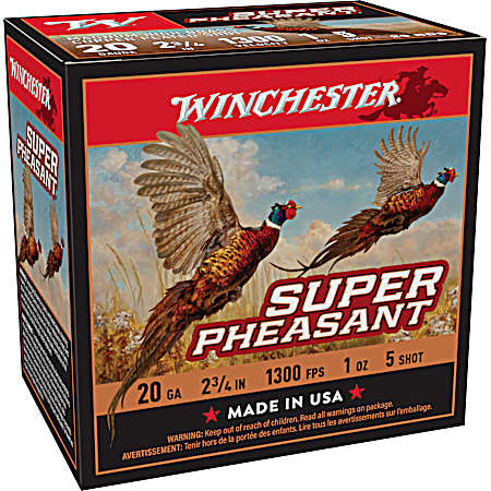 20 Gauge Super Pheasant Upland Game HV Brass 2-3/4'' 5 Shot Shotshells - 25 Rounds