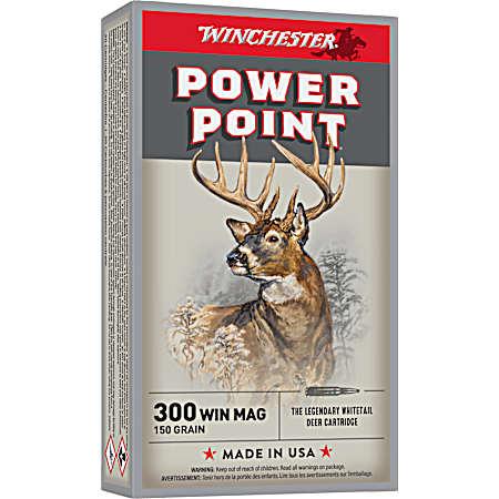 .300 Winchester Magnum Power Point 150 Grain Centerfire Rifle Cartridges - 20 Rounds