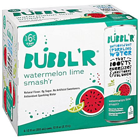 Antioxidant Watermelon Lime Smash'r Sparkling Water - 6 Pk