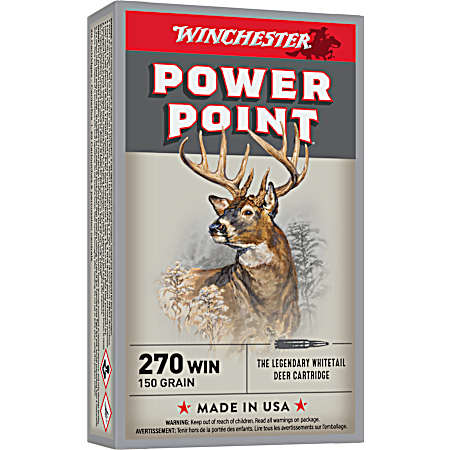 .270 Winchester Power Point 150 Grain Centerfire Rifle Cartridges - 20 Rounds