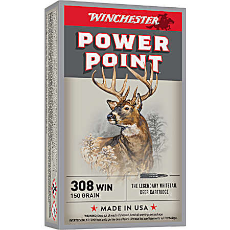 .308 Winchester Power Point 150 Grain Centerfire Rifle Cartridges - 20 Rounds