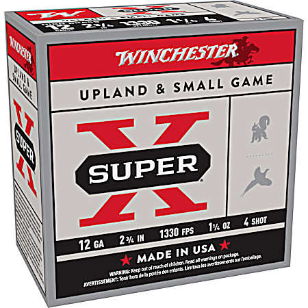 12 Gauge Super-X High Brass 2-3/4'' 4 Shot Shotshells - 25 Rounds
