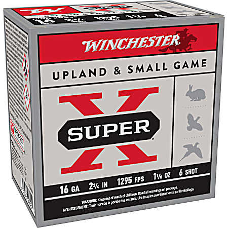 16 Gauge Super-X High Brass 2-3/4'' 6 Shot Shotshells - 25 Rounds