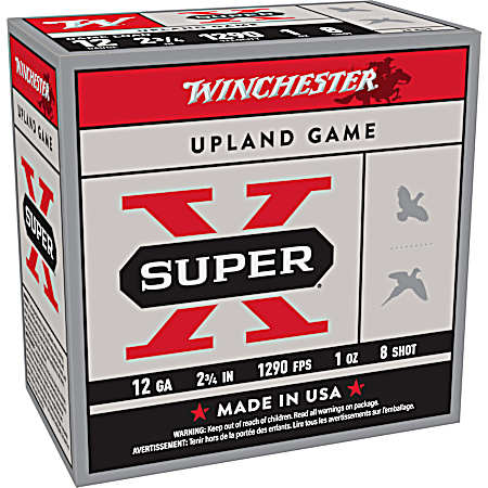 12 Gauge Super-X Upland & Small Game 2-3/4'' 8 Shot Shotshells - 25 Rounds