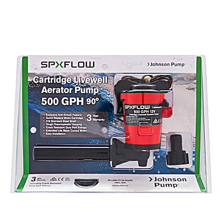 500GPH 12V Cartridge Aerator 90 Degree Pump